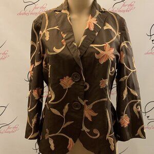 Principe. Sz 4. Embroidered Lined Lightweight 3/4 Sleeve Rayon Jacket/Top. B69